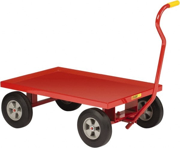Little Giant - 1,200 Lb Capacity Steel Wagon Truck - Steel Deck, 24" OAW, Solid Rubber Casters - Exact Tooling