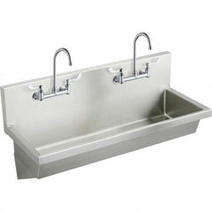 ELKAY - Stainless Steel Sinks Type: (2) Person Wash-Station w/Manual Faucet Outside Length: 48 (Inch) - Exact Tooling