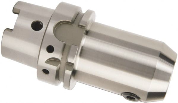 Accupro - HSK63A Taper Shank 1" Hole End Mill Holder/Adapter - 2" Nose Diam, 4-1/2" Projection - Exact Tooling