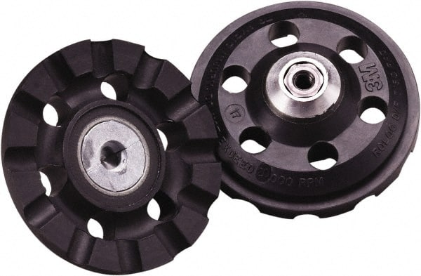 3M - 3" Diam Disc Backing Pad - 1/4" Shank Diam, Medium Density, 12,000 RPM, Roloc TR Compatible - Exact Tooling