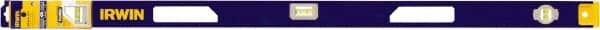 Irwin - Magnetic 48" Long 3 Vial I-Beam Level - Aluminum, Blue/Yellow, 1 Level & 2 Plumb Vials - Exact Tooling