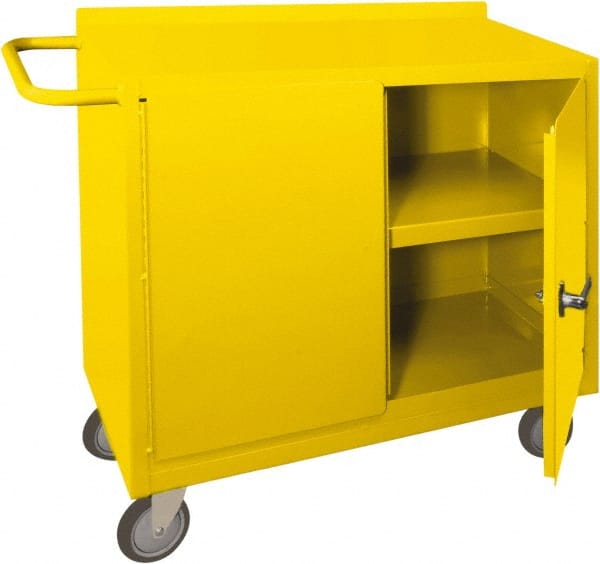 Durham - 2 Door, 1 Shelf, Yellow Steel Standard Safety Cabinet - 78" High x 18" Wide x 36" Deep, Manual Closing Door - Exact Tooling