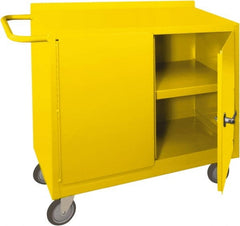 Durham - 2 Door, 1 Shelf, Yellow Steel Standard Safety Cabinet - 78" High x 18" Wide x 36" Deep, Manual Closing Door - Exact Tooling
