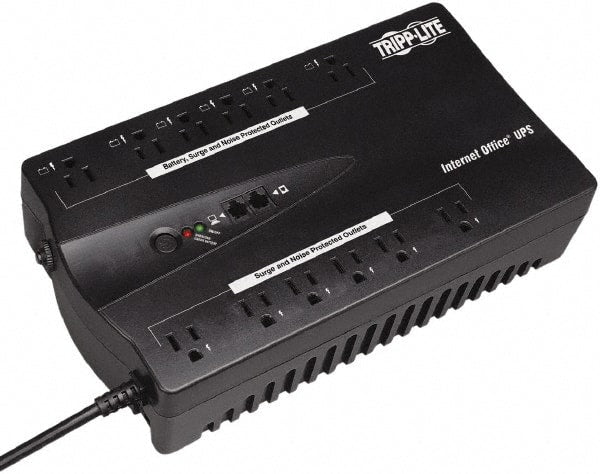 Tripp-Lite - 15 Amp, 900 VA, Flat Pack Mount Standby Backup Uninterruptible Power Supply - Backup 2-1/2 min with Full Load & 9 min with Half Load, 120 VAC Input & Output, 480 Watt Output, 1 Phases, 8 Outlets - Exact Tooling