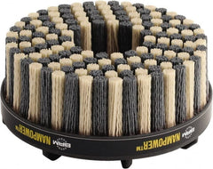 Brush Research Mfg. - 4" 180 Grit Ceramic/Silicon Carbide Tapered Disc Brush - Medium Fine Grade, CNC Adapter Connector, 0.71" Trim Length, 7/8" Arbor Hole - Exact Tooling