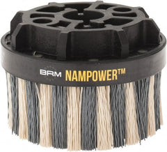 Brush Research Mfg. - 4" 320 Grit Ceramic/Silicon Carbide Tapered Disc Brush - Fine Grade, CNC Adapter Connector, 0.71" Trim Length, 7/8" Arbor Hole - Exact Tooling