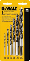 DeWALT - 1/8 to 1/2", 118° Point, Bright Finish, High Speed Steel Brad Point - Exact Tooling