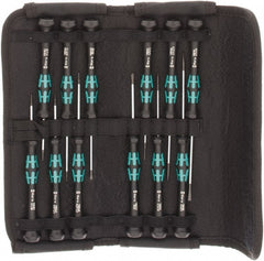 Wera - 12 Piece Hex, Phillips, Slotted & Torx Screwdriver Set - Blade Sizes: Width mm 1.5, 2, 3 & 1.8, Bit Sizes: Torx T-5 & T-6 - Exact Tooling