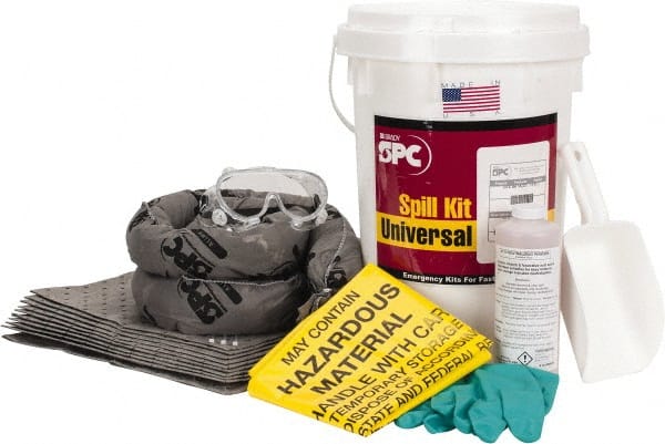 Brady SPC Sorbents - 4.5 Gal Capacity Universal Spill Kit - 6.5 Gal Bucket - Exact Tooling