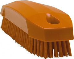 Vikan - 0.7" Bristle Length, Polyester Scrub Brush - 1-1/2" Wide Head, 4-1/2" OAL, Orange, Polypropylene Block - Exact Tooling