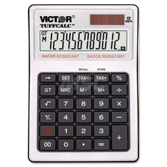 Victor - Calculators; Type: Desktop Calculator ; Type of Power: Solar/Battery ; Display Type: 12-Digit LCD ; Color: Black; White ; Display Size: 17mm ; Width (Decimal Inch): 4.3000 - Exact Tooling