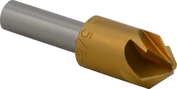 M.A. Ford - 5/8" Head Diam, 3/8" Shank Diam, 6 Flute 90° High Speed Steel Countersink - Exact Tooling