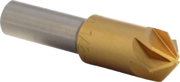 M.A. Ford - 1/2" Head Diam, 3/8" Shank Diam, 6 Flute 100° High Speed Steel Countersink - TiN Finish, 2" OAL - Exact Tooling