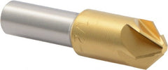 M.A. Ford - 1/2" Head Diam, 3/8" Shank Diam, 6 Flute 90° High Speed Steel Countersink - TiN Finish, 2" OAL - Exact Tooling