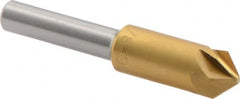 M.A. Ford - 3/8" Head Diam, 1/4" Shank Diam, 6 Flute 90° High Speed Steel Countersink - TiN Finish, 2" OAL - Exact Tooling