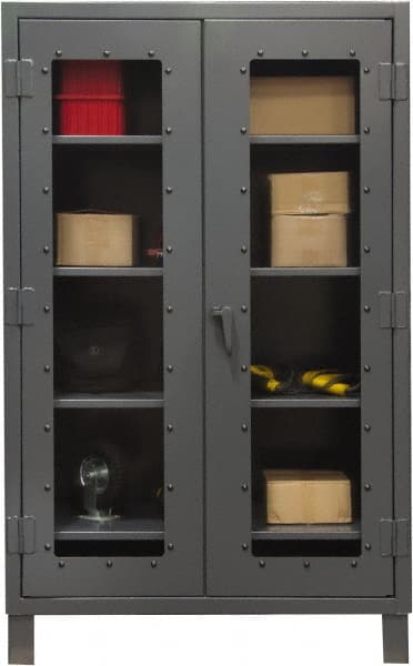 Durham - 4 Shelf Visible Storage Cabinet - Steel, 60" Wide x 24" Deep x 78" High, Gray - Exact Tooling