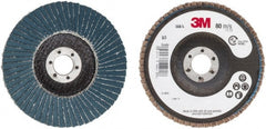 3M - 80 Grit, 4" Disc Diam, 5/8" Center Hole, Type 29 Zirconia Alumina Flap Disc - 13,300 Max RPM, Cloth Backing, Arbor Attaching System, Coated - Exact Tooling