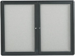 Quartet - 48" Wide x 36" High Enclosed Cork Bulletin Board - Fabric Covered, Gray - Exact Tooling