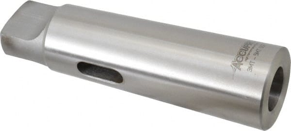 Accupro - MT3 Inside Morse Taper, MT5 Outside Morse Taper, Standard Reducing Sleeve - Soft with Hardened Tang, 1/4" Projection, 6-13/16" OAL - Exact Tooling