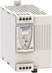 Schneider Electric - 240 Watt, 10 Amp, 100 to 120 VAC, 200 to 500 VAC Input, 24 VDC Output, DIN Rail Power Supply - Screw Connection, 165mm Wide x 155mm Deep x 143mm High, 87-100% Efficiency, Green LED Output, Red LED Output - Exact Tooling