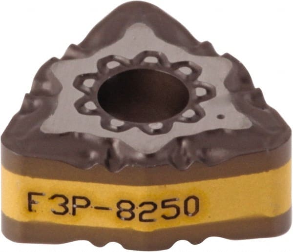 Iscar - WNMG333 F3P Grade IC8250 Carbide Turning Insert - TiCN/Al2O3/TiN Finish, 80° Trigon, 3/8" Inscr Circle, 3/16" Thick, 3/64" Corner Radius - Exact Tooling