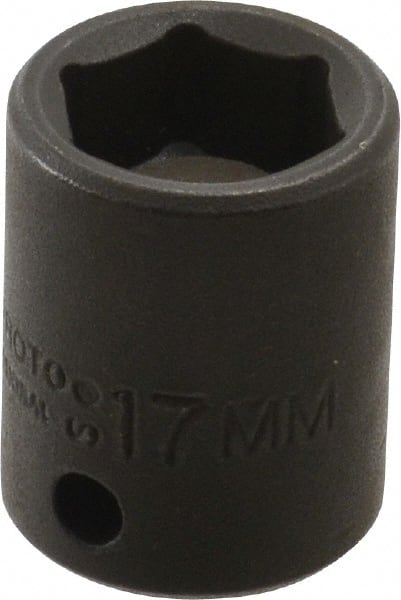 Proto - 3/8" Drive 17mm Standard Magnetic Impact Socket - 6 Points, 1-1/4" OAL - Exact Tooling