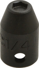Proto - 3/8" Drive 1/4" Standard Magnetic Impact Socket - 6 Points, 1-3/32" OAL - Exact Tooling