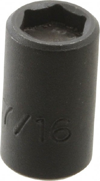 Proto - 3/8" Drive 7/16" Standard Magnetic Impact Socket - 6 Points, 1-3/32" OAL - Exact Tooling