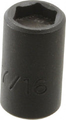 Proto - 3/8" Drive 7/16" Standard Magnetic Impact Socket - 6 Points, 1-3/32" OAL - Exact Tooling