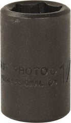 Proto - 3/8" Drive 1/2" Standard Magnetic Impact Socket - 6 Points, 1-3/32" OAL - Exact Tooling