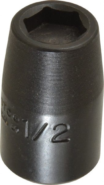 Proto - 1/2" Drive 1/2" Standard Magnetic Impact Socket - 6 Points, 1-1/2" OAL - Exact Tooling