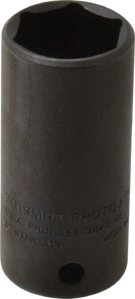Proto - 3/8" Drive 19mm Deep Thin Wall Impact Socket - 6 Points, 2" OAL - Exact Tooling