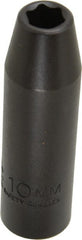 Proto - 1/2" Drive 10mm Deep Thin Wall Impact Socket - 6 Points, 3-1/4" OAL - Exact Tooling