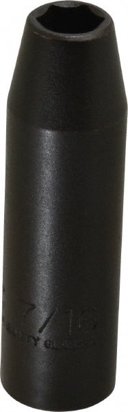 Proto - 1/2" Drive 7/16" Deep Thin Wall Impact Socket - 6 Points, 3-1/4" OAL - Exact Tooling