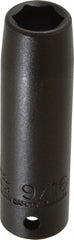 Proto - 1/2" Drive 9/16" Deep Thin Wall Impact Socket - 6 Points, 3-1/4" OAL - Exact Tooling