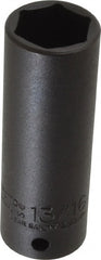 Proto - 1/2" Drive 13/16" Deep Thin Wall Impact Socket - 6 Points, 3-1/4" OAL - Exact Tooling