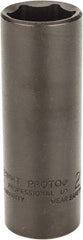 Proto - 1/2" Drive 21mm Deep Thin Wall Impact Socket - 6 Points, 3-1/2" OAL - Exact Tooling