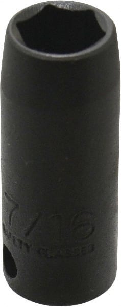 Proto - 3/8" Drive 7/16" Deep Thin Wall Impact Socket - 6 Points, 1-3/4" OAL - Exact Tooling