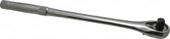 Proto - 1/2" Drive Pear Head Ratchet - Chrome Finish, 15" OAL, 45 Gear Teeth, Long Knurled Handle, Standard Head - Exact Tooling