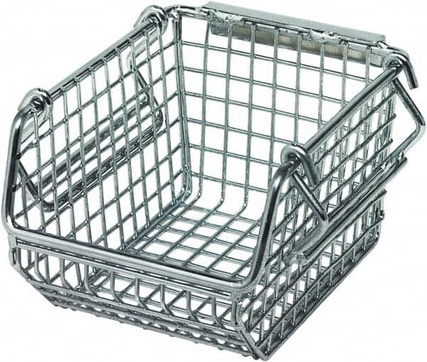 Quantum Storage - 175 Lb. Load Capacity, 5-1/4" Deep, Chrome Hopper Stacking Bin - 3" High x 4-1/4" Wide x 5-1/4" Long - Exact Tooling