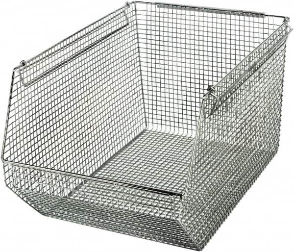 Quantum Storage - 175 Lb. Load Capacity, 18-1/2" Deep, Chrome Hopper Stacking Bin - 10-1/8" High x 11" Wide x 18-1/2" Long - Exact Tooling