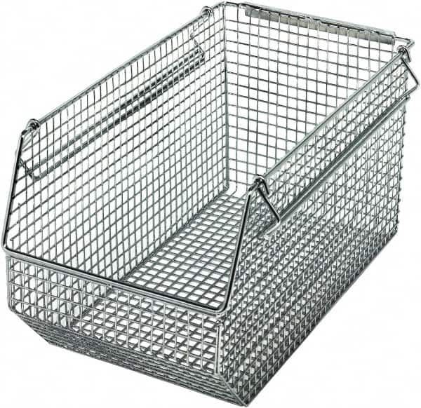 Quantum Storage - 175 Lb. Load Capacity, 14-1/2" Deep, Chrome Hopper Stacking Bin - 7" High x 8" Wide x 14-1/2" Long - Exact Tooling