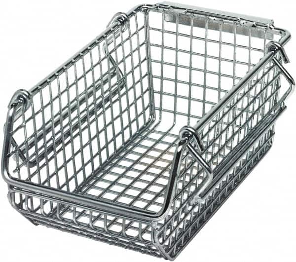 Quantum Storage - 175 Lb. Load Capacity, 7-1/4" Deep, Chrome Hopper Stacking Bin - 3" High x 4-1/4" Wide x 7-1/4" Long - Exact Tooling