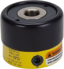 Enerpac - 6.9 Ton, 0.32" Stroke, 0.86 Cu In Oil Capacity, Portable Hydraulic Hollow Hole Cylinder - 2.76 Sq In Effective Area, 2.22" Lowered Ht., 2.54" Max Ht., 1.375" Plunger Rod Diam, 5,000 Max psi - Exact Tooling