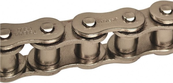 U.S. Tsubaki - 1/2" Pitch, ANSI 40, Single Strand Roller Chain - Chain No. 40NP, 4,250 Lb. Capacity, 10 Ft. Long, 5/16" Roller Diam, 5/16" Roller Width - Exact Tooling