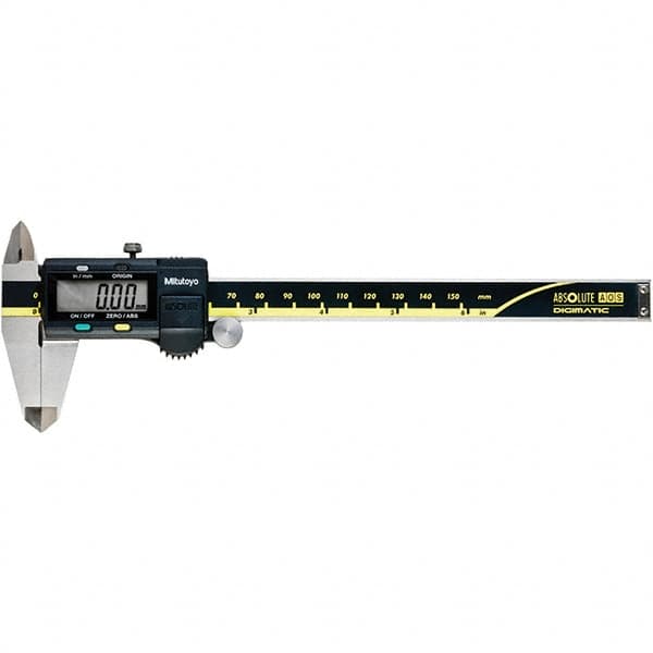 Mitutoyo - 0 to 6" Range 0.01mm Resolution, Electronic Caliper - Steel with 40mm Steel Jaws, 0.001" Accuracy, SPC Output - Exact Tooling