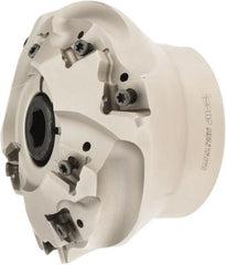 Iscar - 4.252" Cut Diam, 1-1/4" Arbor Hole, 0.637" Max Depth of Cut, 30° Indexable Chamfer & Angle Face Mill - 9 Inserts, T490 LN.. 1306.. Insert, Right Hand Cut, 9 Flutes, Through Coolant, Series Helitang - Exact Tooling