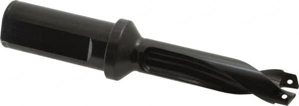 Allied Machine and Engineering - Series 18, 18 to 19.99mm Diam, 1" Diam Straight Shank with Flange, Straight Flute Spade Drill - 2-3/8" Max Depth, 3-45/64" Body Length, 5-63/64" OAL, Standard Length, Through Coolant - Exact Tooling