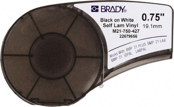 Brady - 3/4" Wide x 168" Long, Translucent & White Vinyl Tape - For BMP21 Plus Portable Label Printer, IDPAL Handheld Label Maker - Exact Tooling