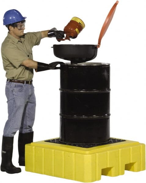 UltraTech - 62 Gal Sump, 800 Lb Capacity, 1 Drum, Polyethylene Spill Deck or Pallet - 40" Long x 40" Wide x 12" High, Liftable Fork, Drain Included, Low Profile, 1 Tank Drum Configuration - Exact Tooling